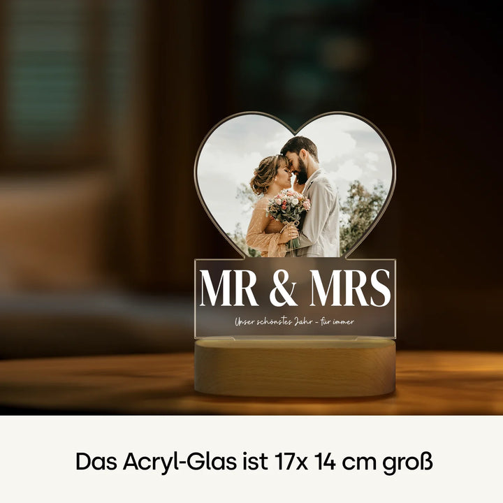 Pesonalisiertes Acryl-Licht "Mr & Mrs" | Nachtlicht, Dekolicht, Glowlight