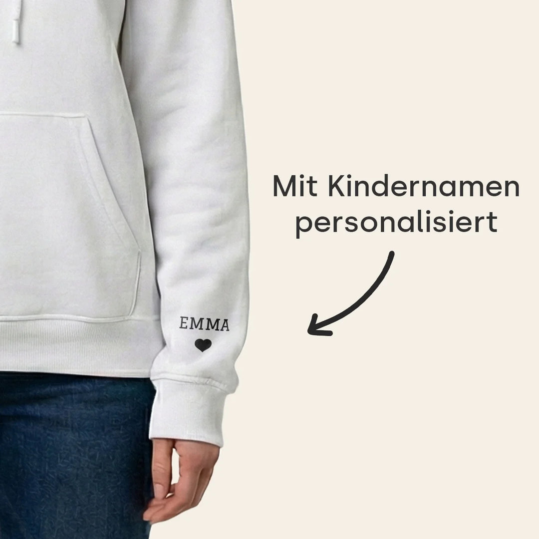Personalisierter Hoodie "Mama Herz" mit Ärmeldruck