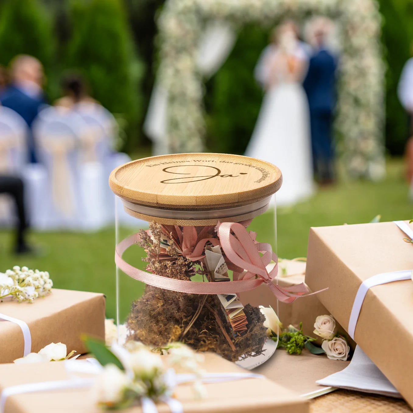 aufbewahrung geldgeschenke hochzeit Personalisiertes Vorratsglas "Ja"