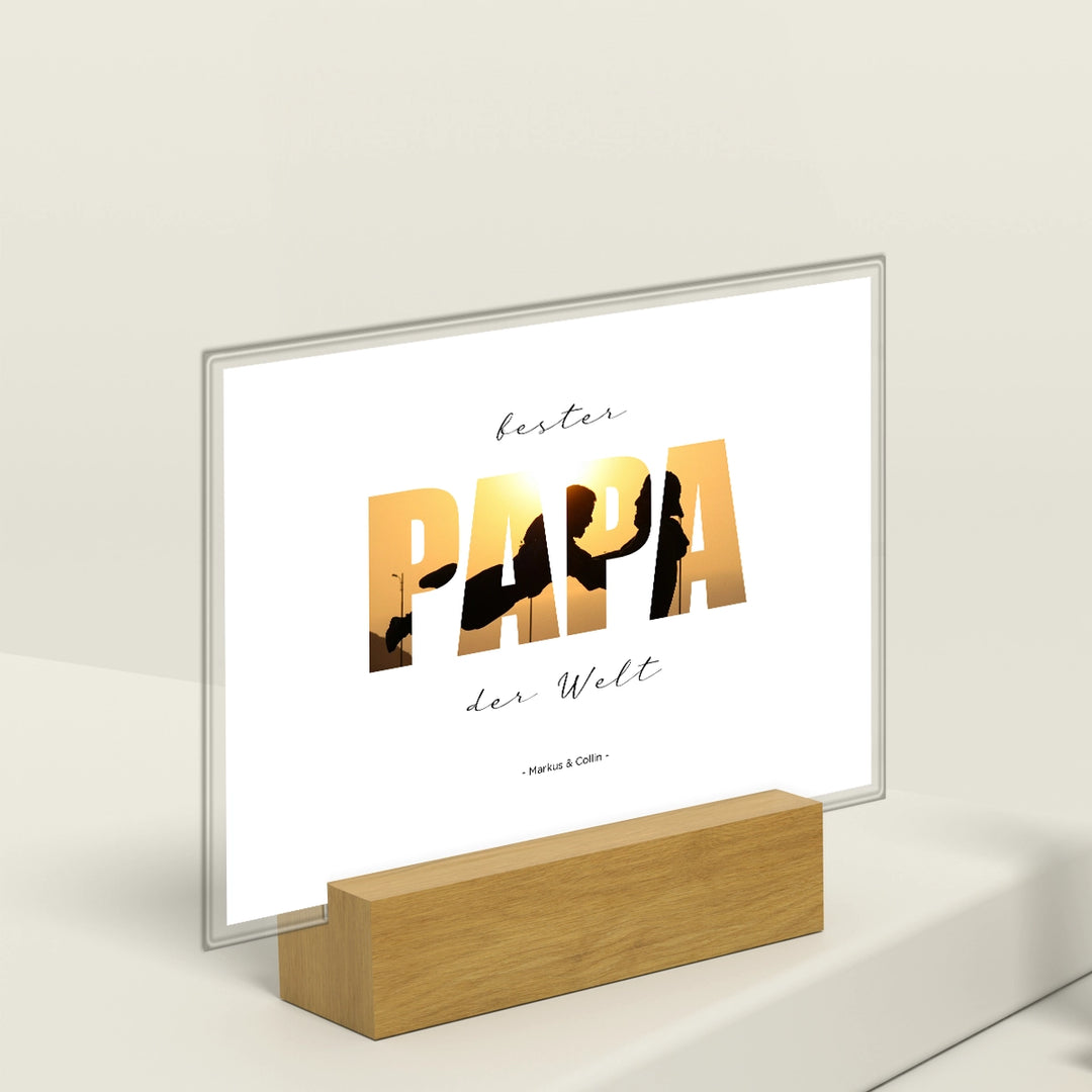 Personalized acrylic glass "Dad Word" with photo