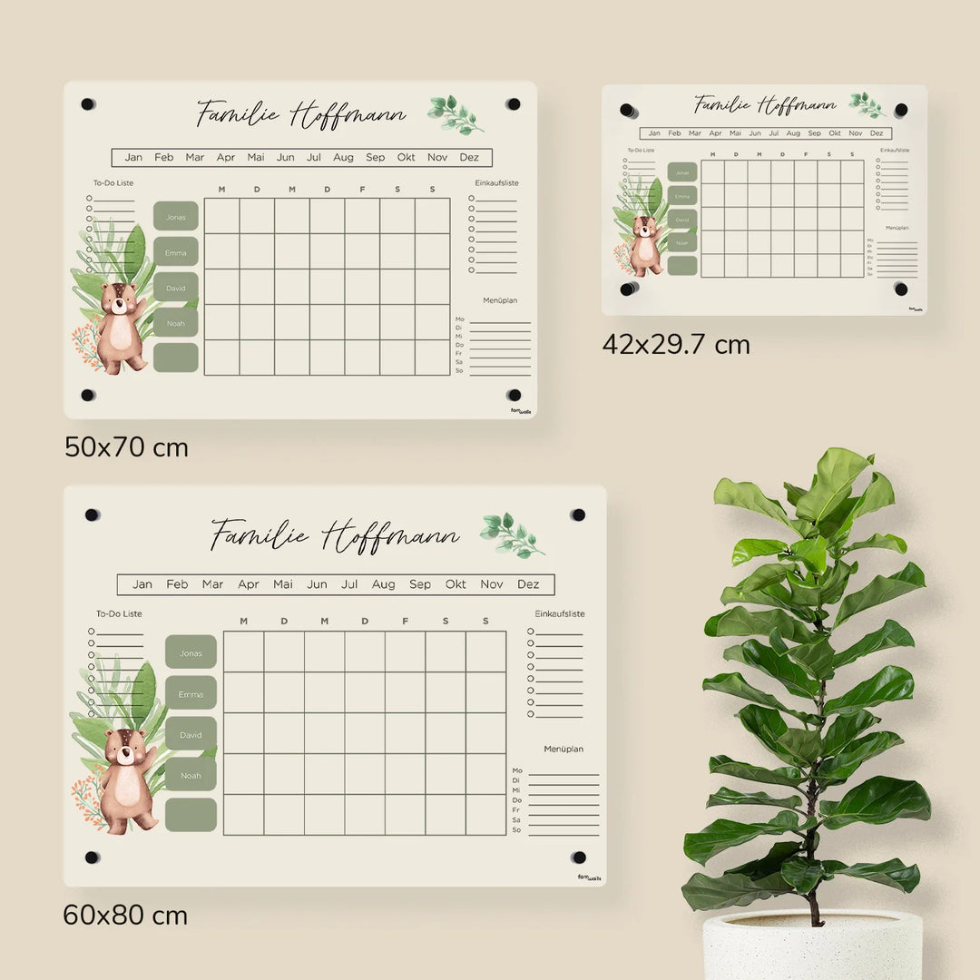 Personalisierter Wochenplaner Acryl "Familie"