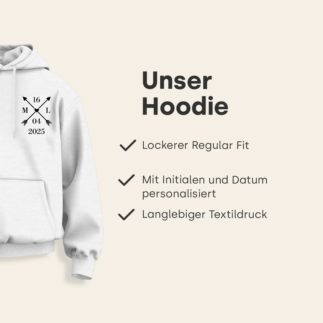 Personalisierter Hoodie "Herz & Datum"
