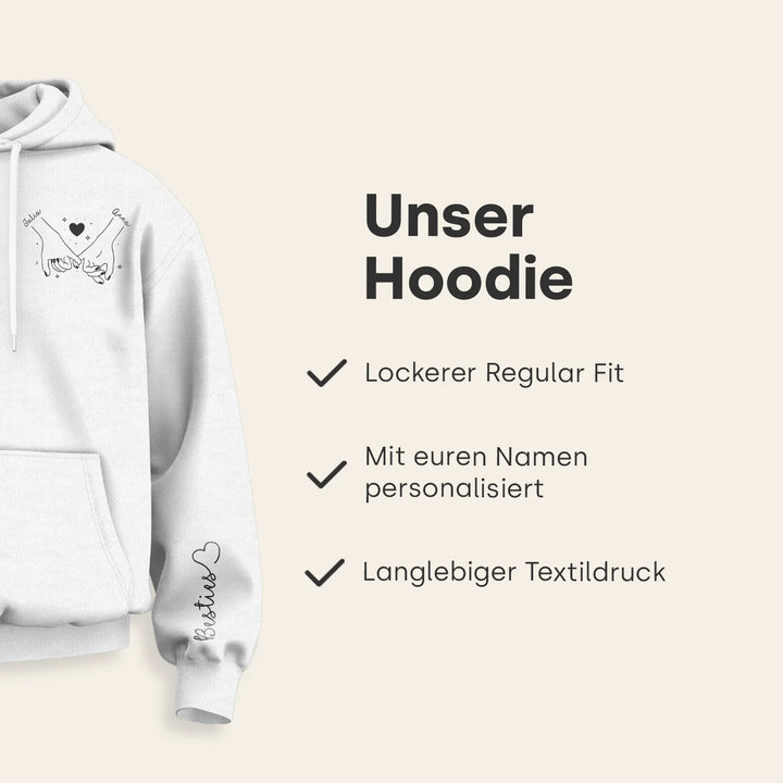 Personalisierte Partnerlook Hoodies “Besties” (mit Ärmeldruck)