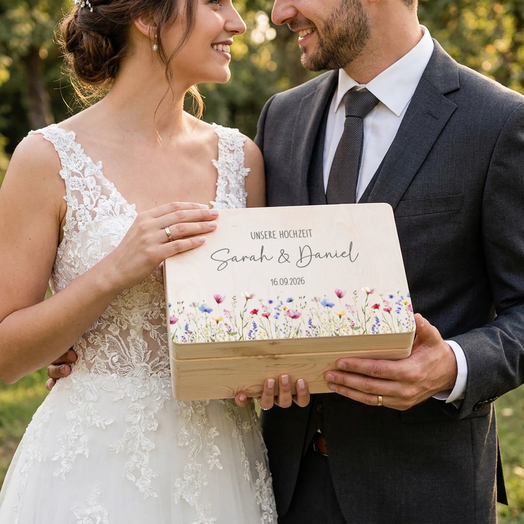 Personalisierte Erinnerungskiste Hochzeit "Blumen"