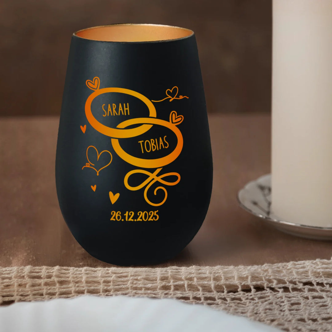 Personalisiertes Windlicht "Ringe"