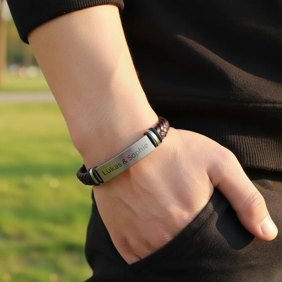 Personalisiertes Lederarmband "Papa"