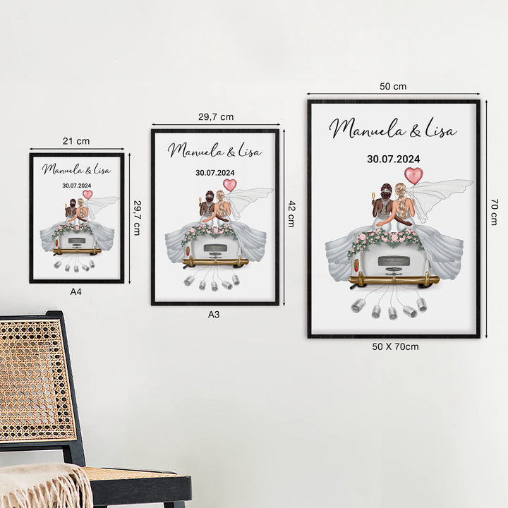 "Just Married" - Affiche personnalisée comme cadeau en argent | Couples LGBTQ