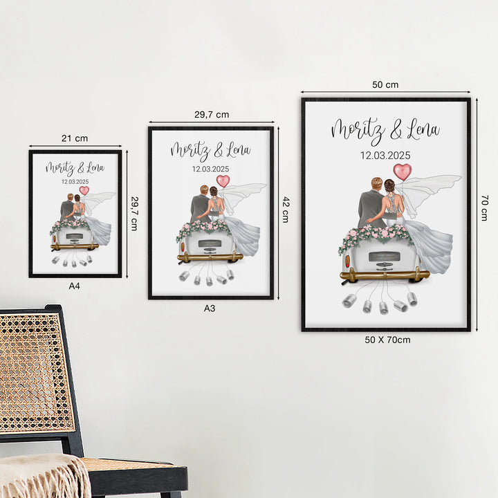 "Just Married" - Personalisiertes Poster als Geldgeschenk