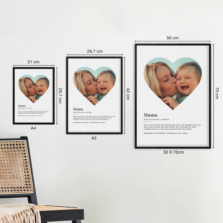 Fotoposter "Mama Definition" in Herzform