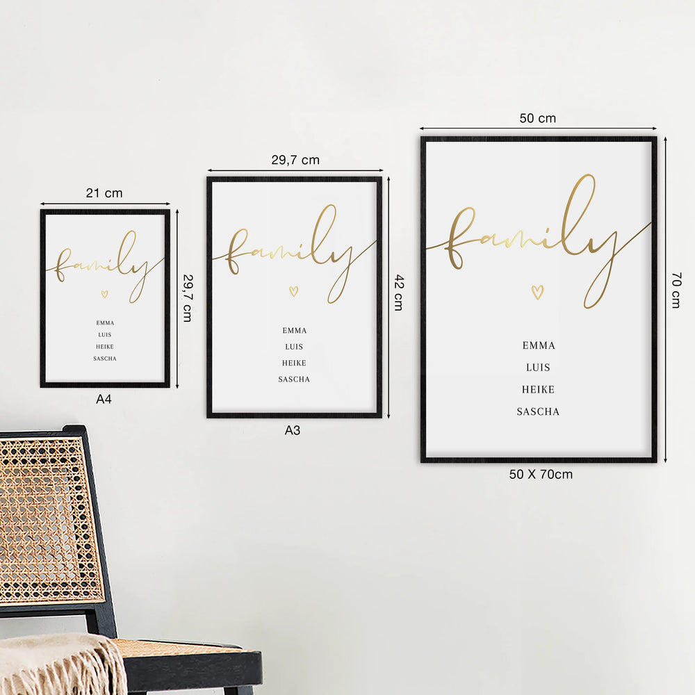 Poster "Family" mit Goldschrift