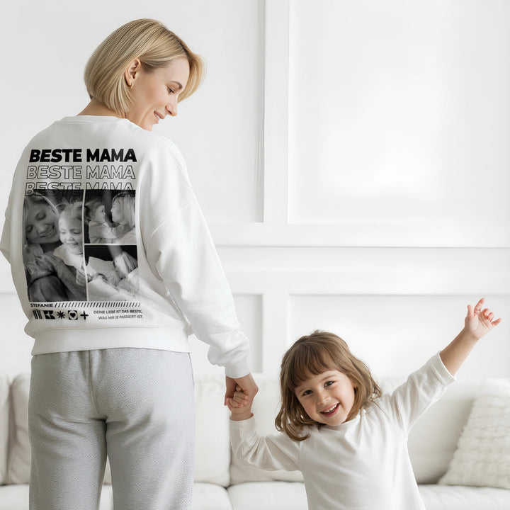 Personalisierter Sweater "Mama" mit Fotos