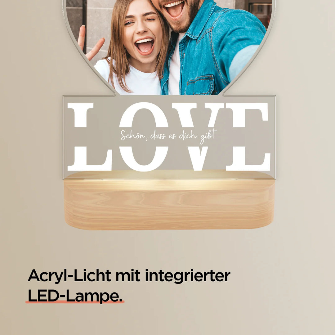 Personalisiertes Acryl-Licht "Liebe" | Nachtlicht, Dekolicht, Glowlight