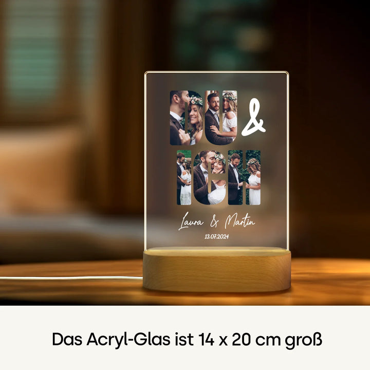 Personalisiertes Acryl-Licht "Du & Ich" | Nachtlicht, Dekolicht, Glowlight
