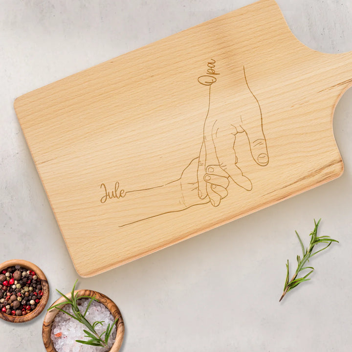 Personalisiertes Schneidebrett "Hand in Hand"