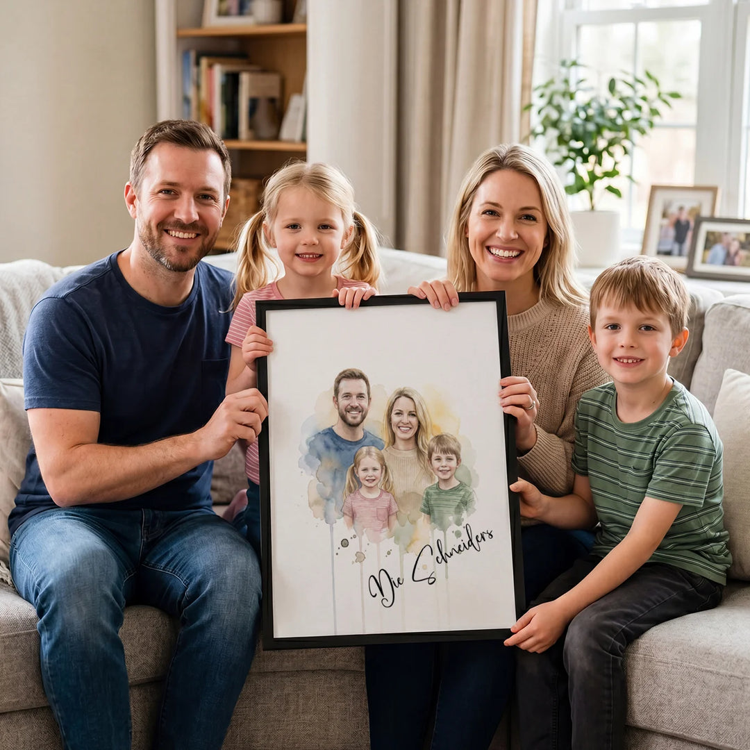 Personalisiertes Poster Familie "Wasserfarben"