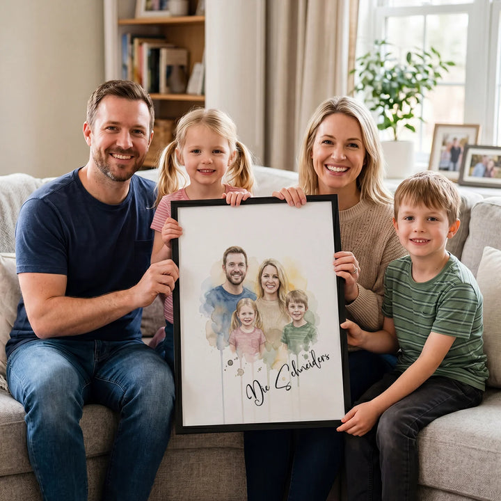 Personalisiertes Poster Familie "Wasserfarben"