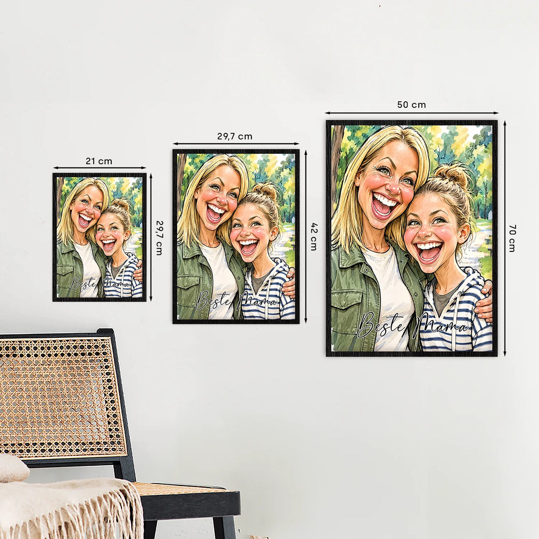 Sketch-Poster Beste Mama in den Größen A4, A3 und 50 x 70 cm