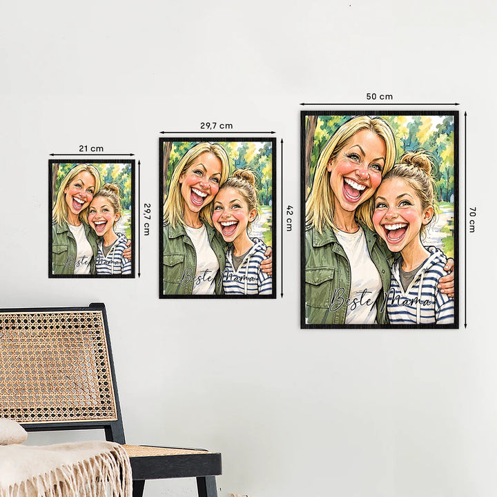 Sketch-Poster Beste Mama in den Größen A4, A3 und 50 x 70 cm