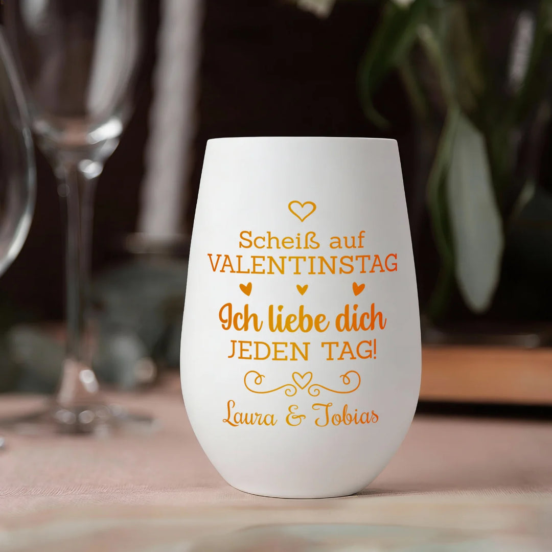 Personalisiertes Windlicht Weiß "Valentinstag"