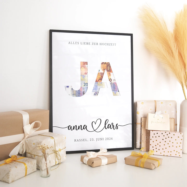 Personalisiertes Geldgeschenk zur Hochzeit "Ja"