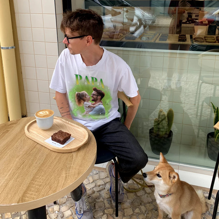 Personalisiertes T-Shirt Vintage Bootleg "DAD"