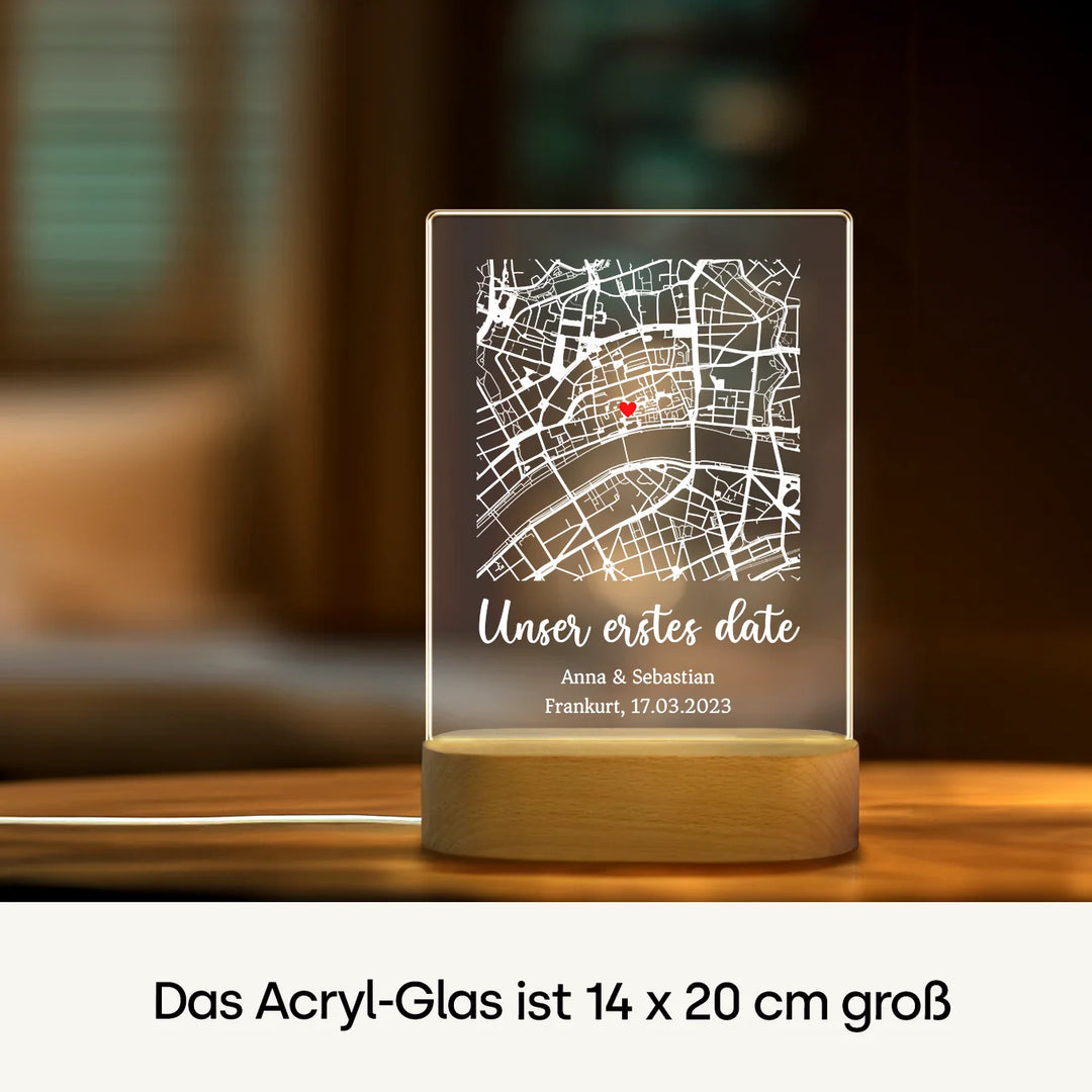 Personalisiertes Acryl-Licht "Herzensort" | Nachtlicht, Dekolicht, Glowlight