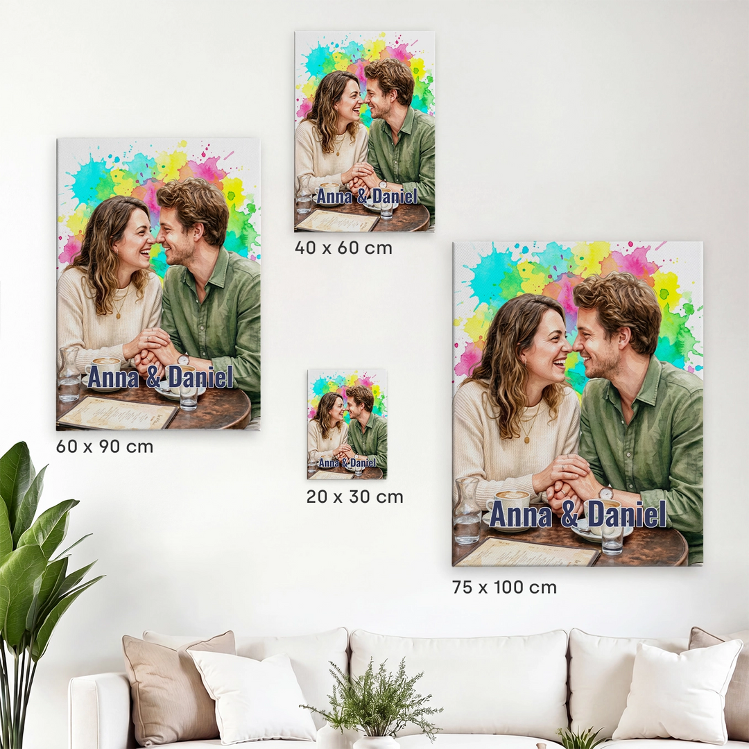 Personalisierte Leinwand "Wasserfarben Couple"