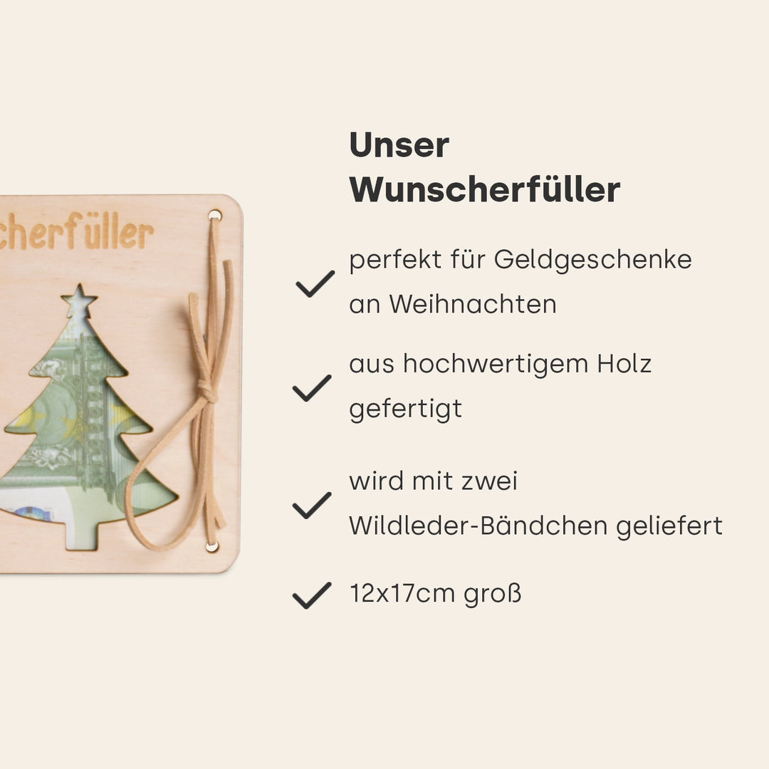 Personalisiertes Geldgeschenk Holzkarte "Wunscherfüller"