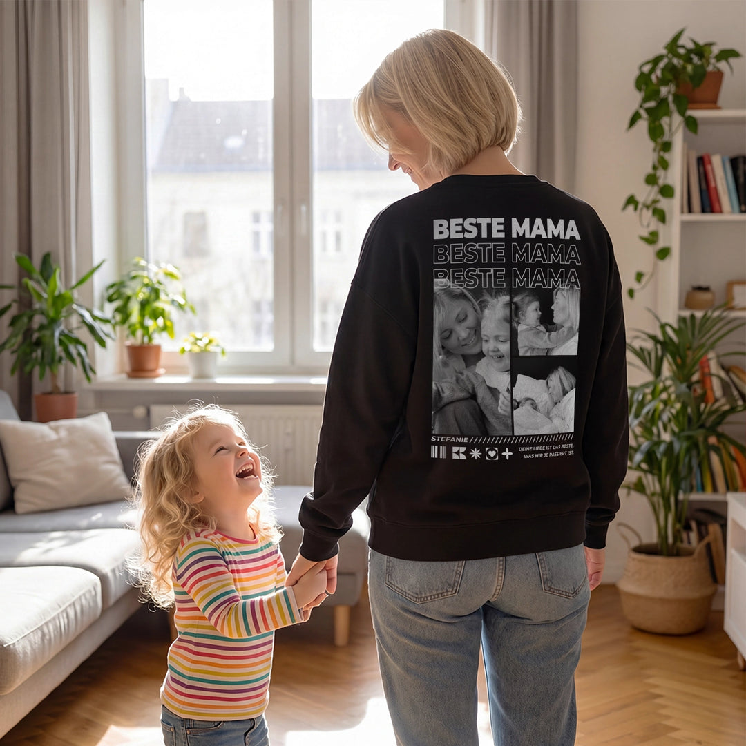 Personalisierter Sweater "Mama" mit Fotos