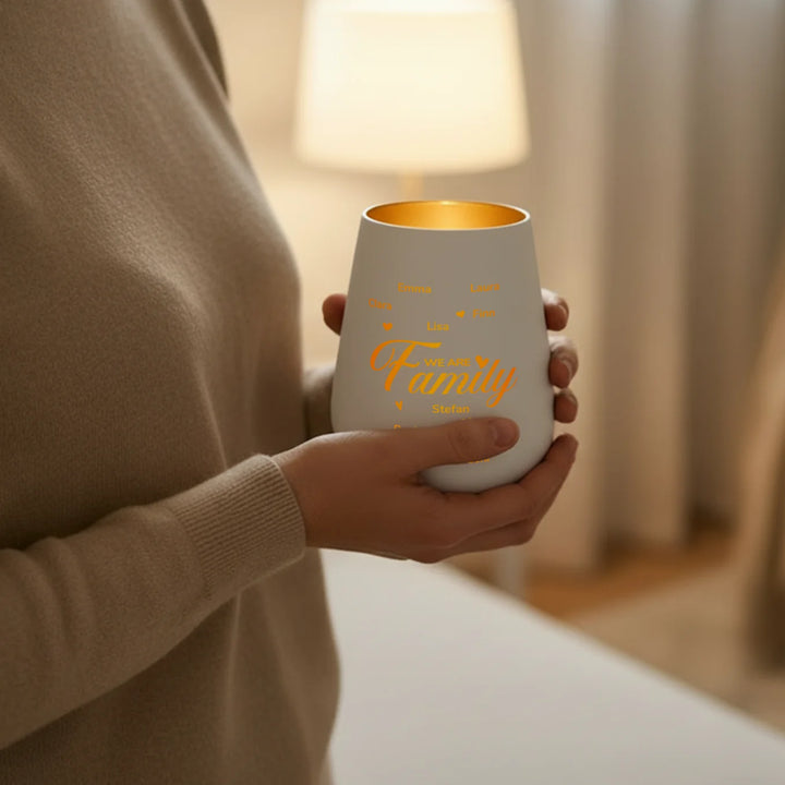 Personalisiertes Windlicht Weiß "Familie"