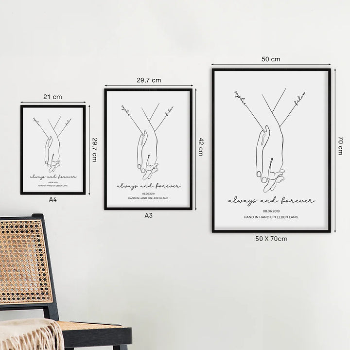 Personalisiertes Poster "Hand in Hand"