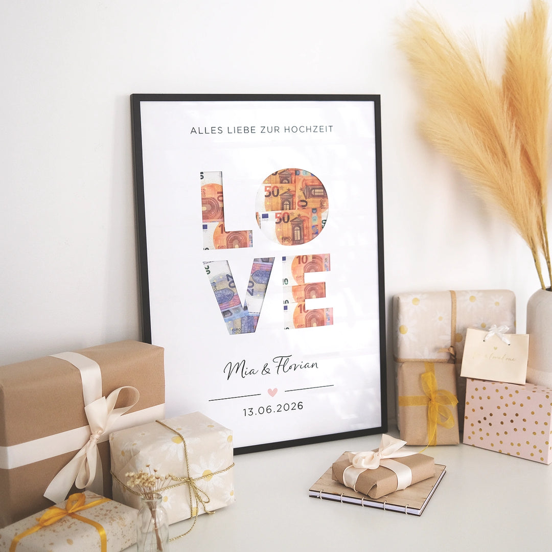 Personalisiertes Geldgeschenk zur Hochzeit "Love"