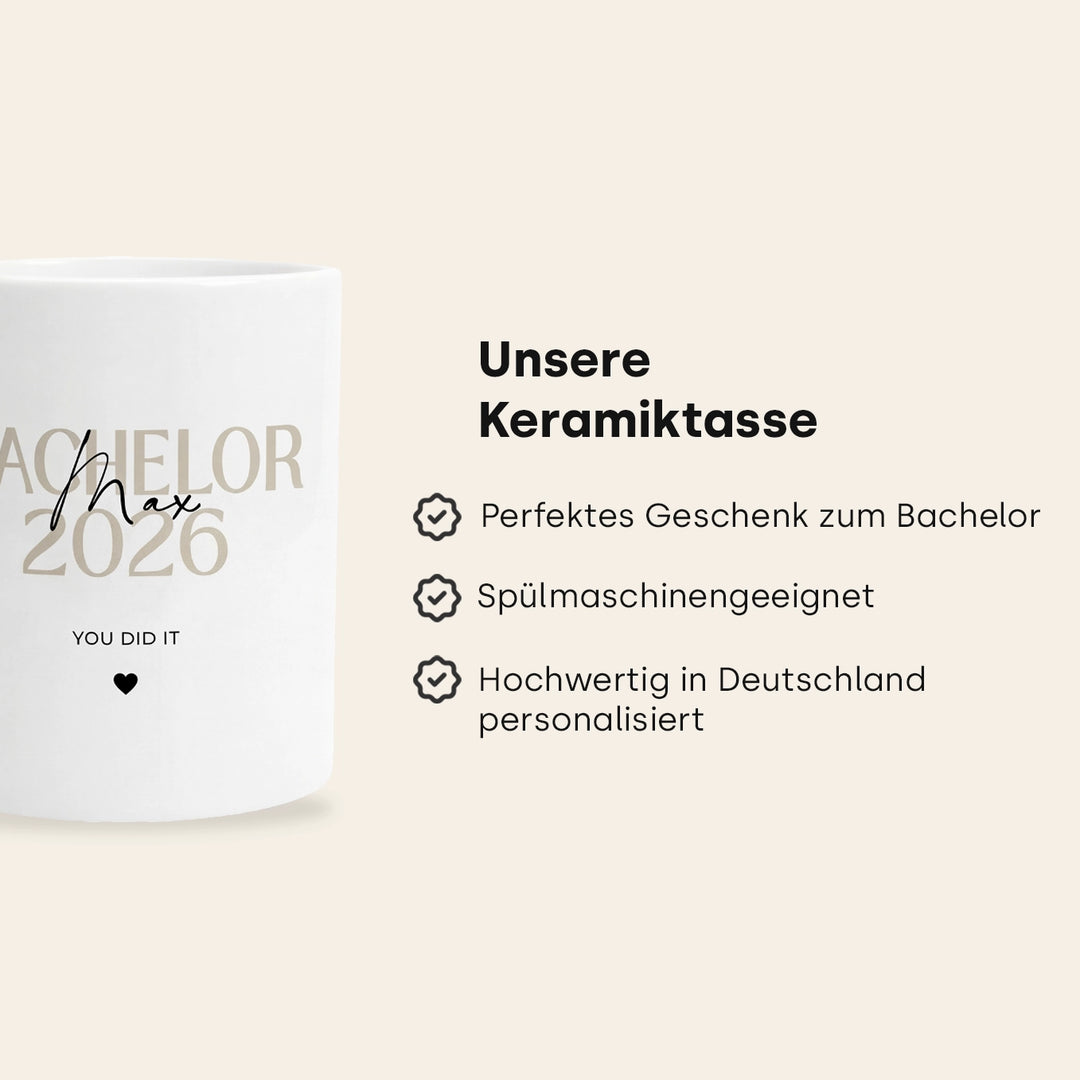 Personalisierte Tasse "Bachelor"