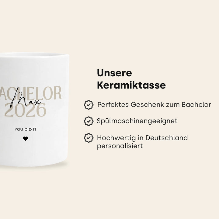 Personalisierte Tasse "Bachelor"