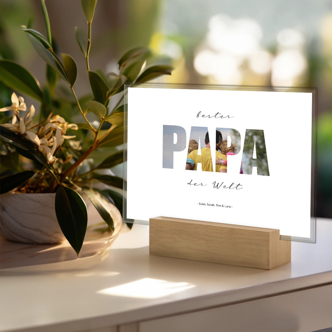 Personalisiertes Acryl-Glas "Papa Wort" mit Foto