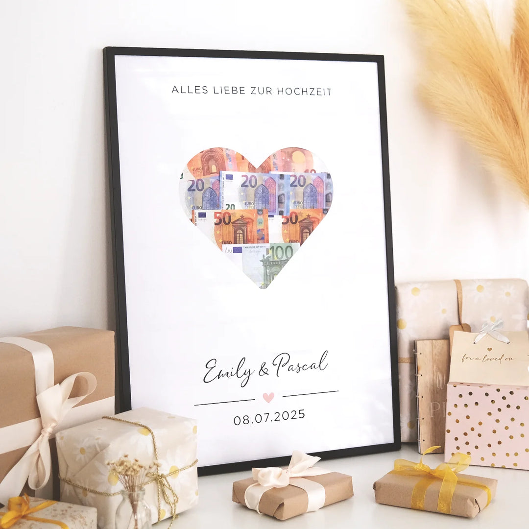 Personalisiertes Geldgeschenk zur Hochzeit "Heart"
