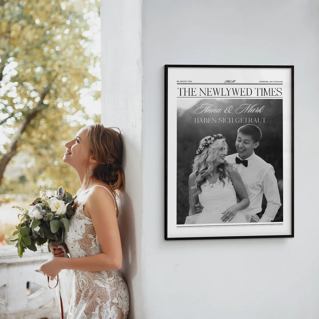 Personalisiertes Poster "Hochzeit Zeitungsartikel"