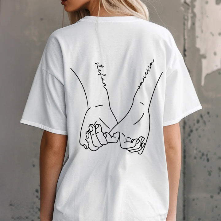 Personalisierte Partnerlook Oversized T-Shirts "Hände"