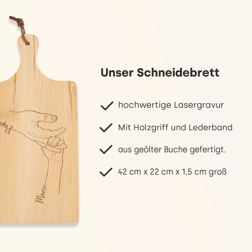 Personalisiertes Schneidebrett "Hand in Hand"