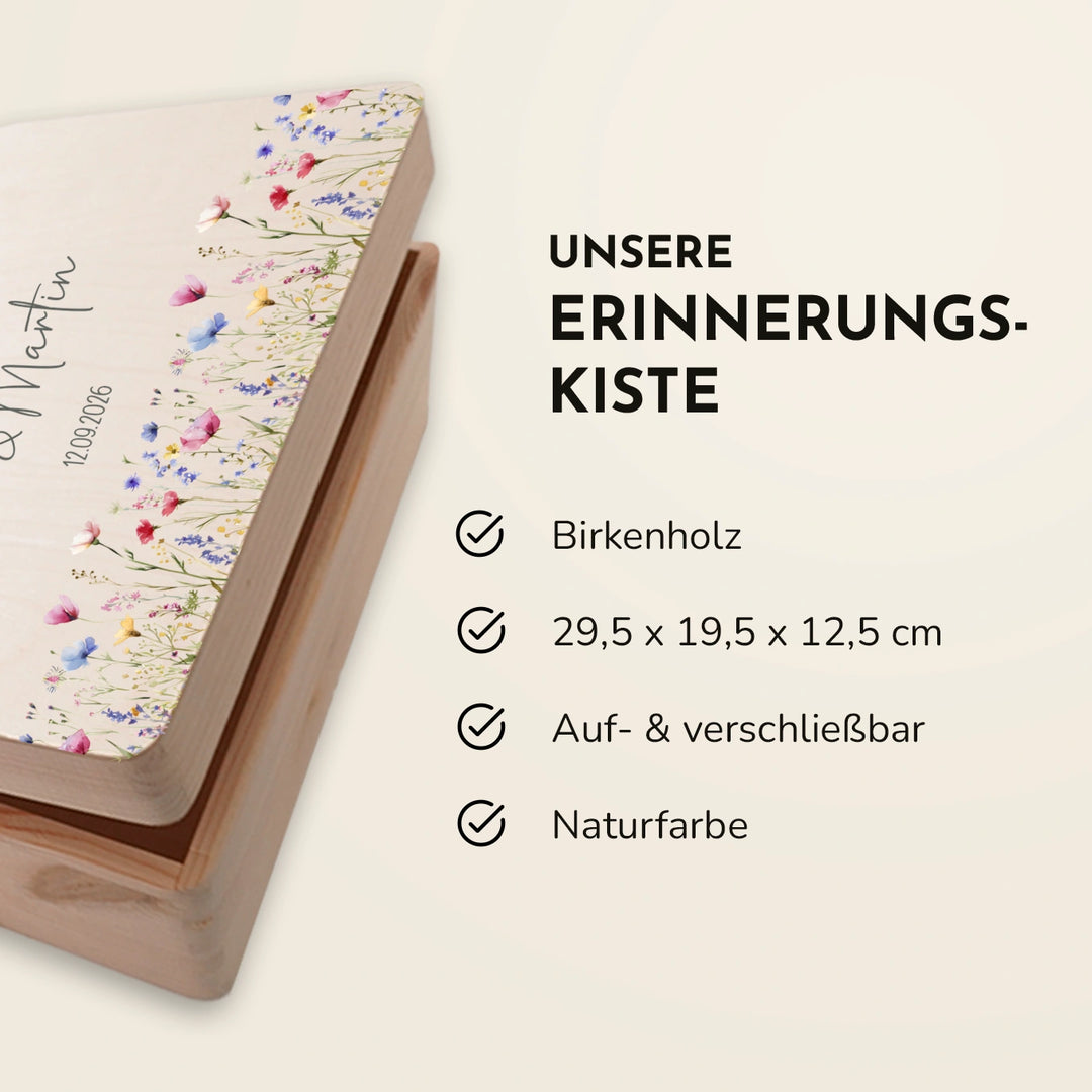 Personalisierte Erinnerungskiste Hochzeit "Blumen"