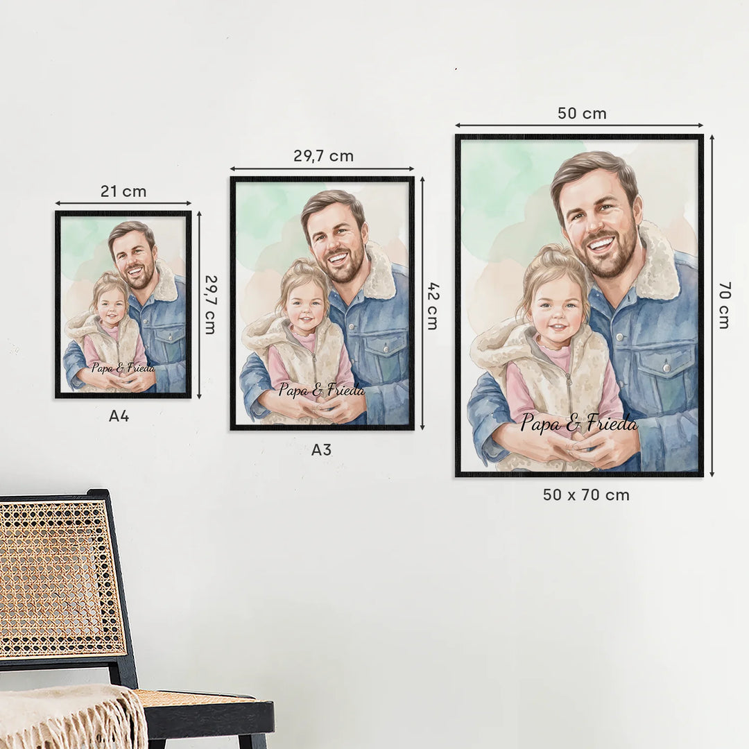 Größenübersicht des Posters in A4, A3 und 50 x 70 cm