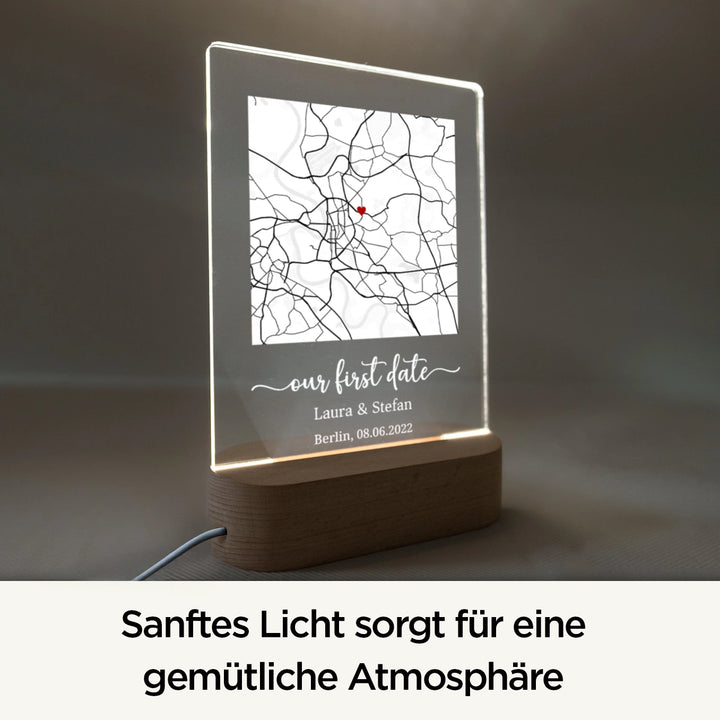 Personalisiertes Acryl-Licht "Herzensort" | Nachtlicht, Dekolicht, Glowlight