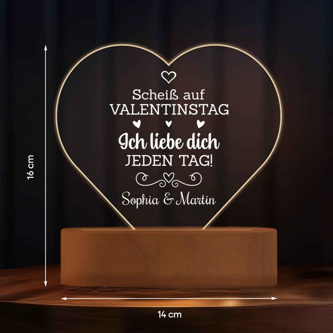 Personalisiertes Herz Acryl-Licht ''Valentinstag'' | Nachtlicht, Dekolicht, Glowlight