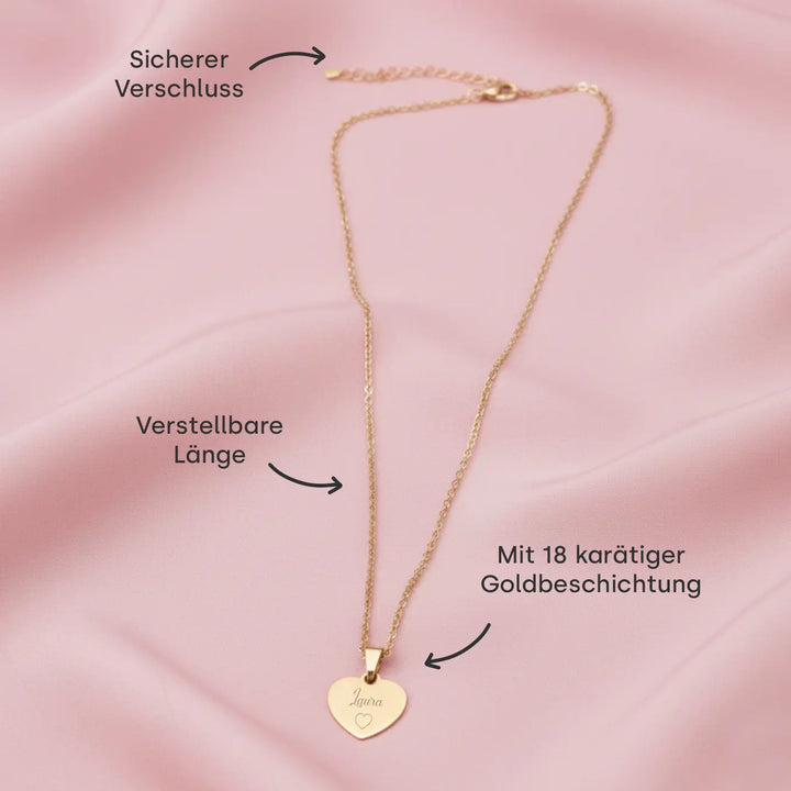 Personalisierte Herzkette mit Gravur “Besties”