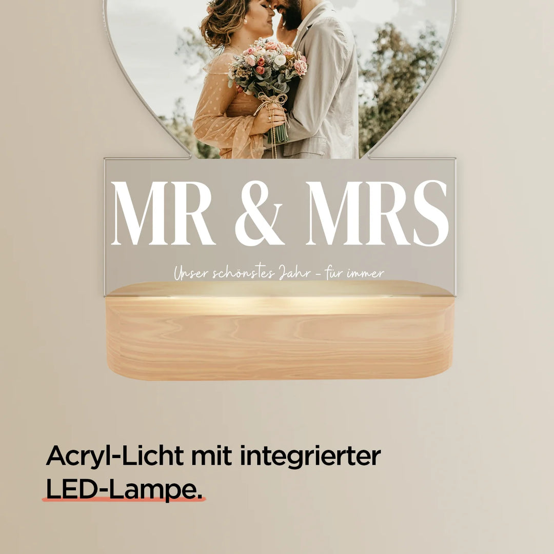 Pesonalisiertes Acryl-Licht "Mr & Mrs" | Nachtlicht, Dekolicht, Glowlight