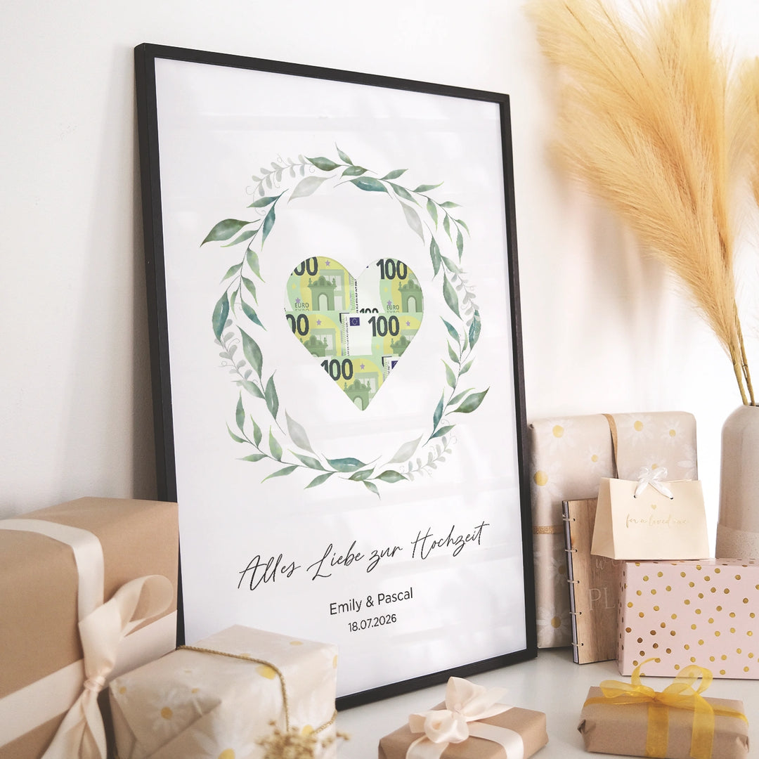 Personalisiertes Geldgeschenk zur Hochzeit "Kranz"