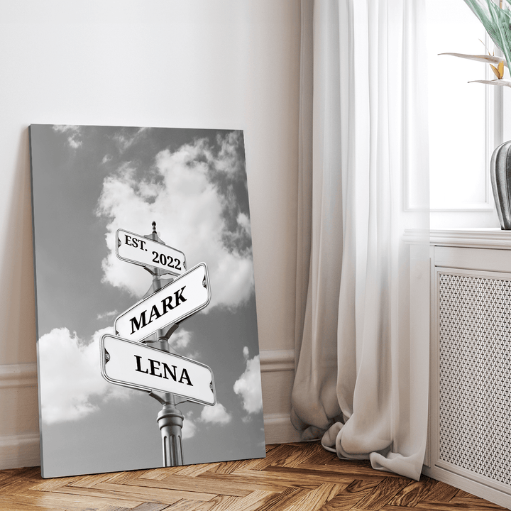 Canvas "Vintage Street Sign for Couples"