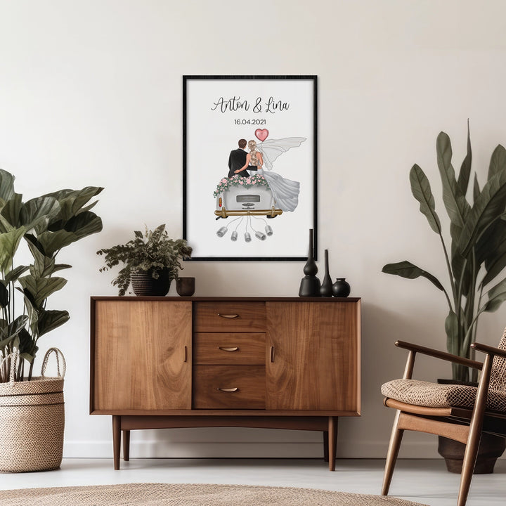 "Just Married" - Personalized poster as a monetary gift