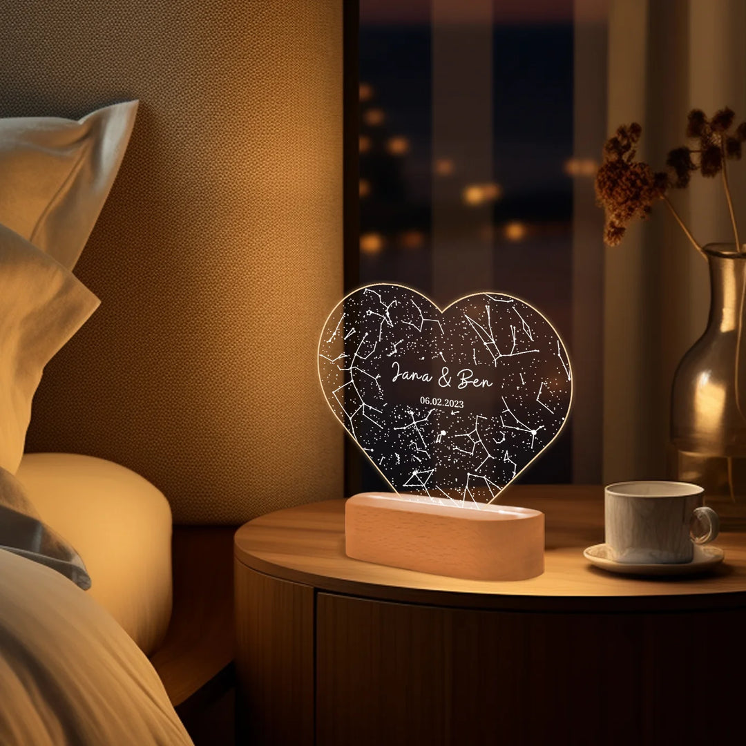 Personalized Heart Glowlight ''Starry Sky''