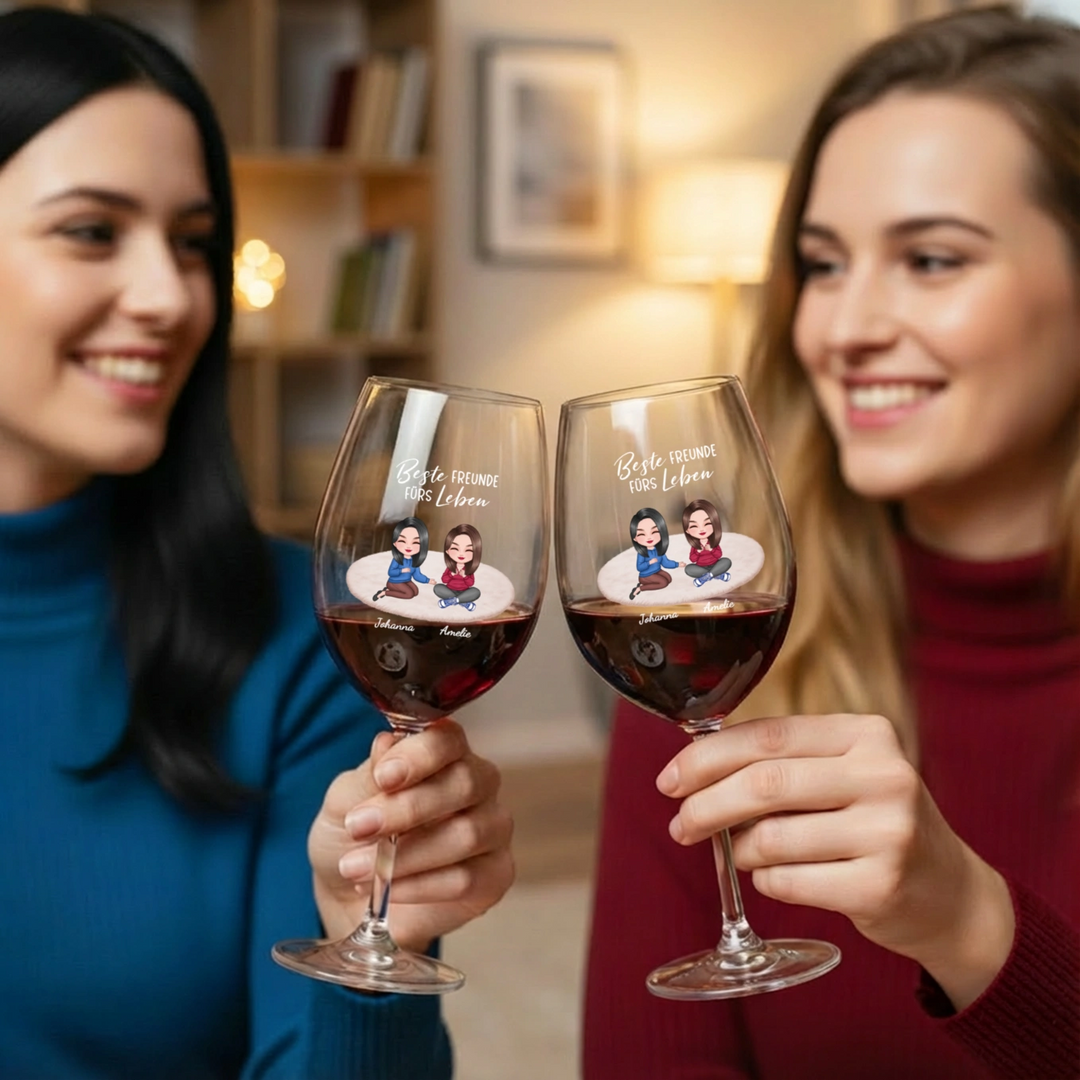 Personalisiertes Weinglas "Besties"